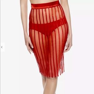 La Perla Graphique Couture sheer red skirt